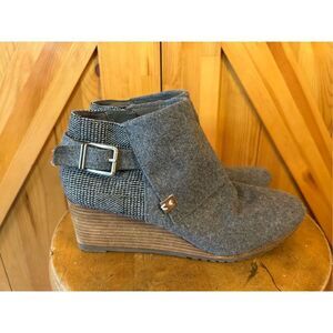 Dr Scholls Women's 8.5 Ankle Boots Create Wedge Bootie Gray Plaid Side Zip